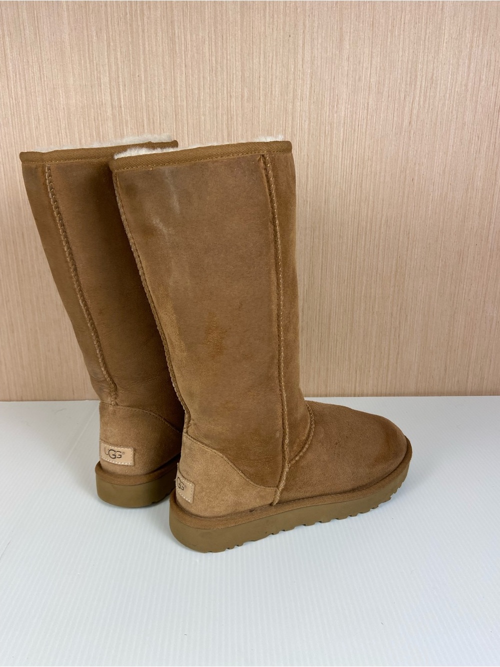 UGG Classic Tall Chestnut Suede Sheepskin Boots Women’s Size 9